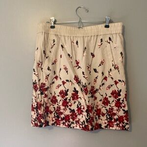 LOFT Red and Beige floral skirt